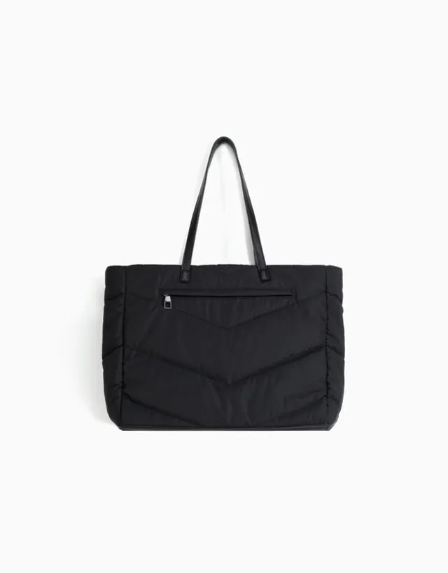 Bershka Borsa Shopper Tecnica Con Cerniera Donna Nero