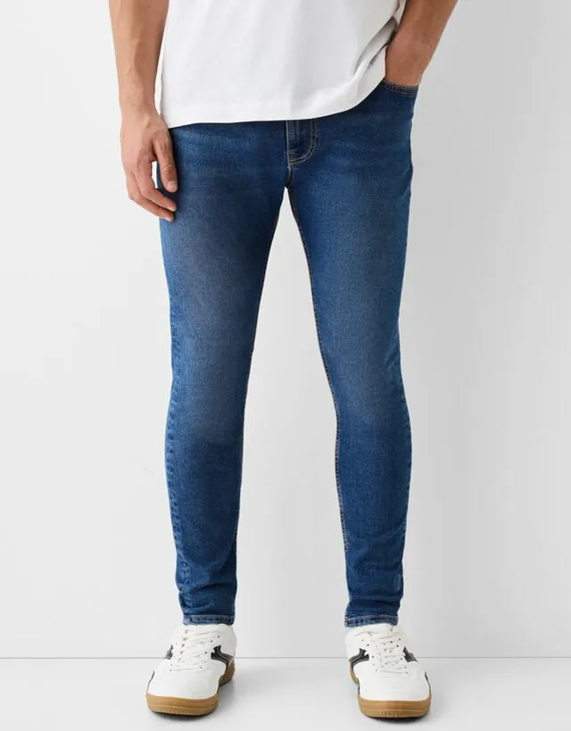 Bershka Jeans Super Skinny Uomo 44 (Eu 38) Azzurro