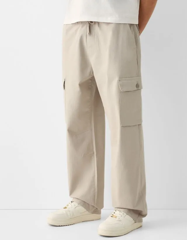 Bershka Pantaloni Cargo Uomo Xl Sabbia