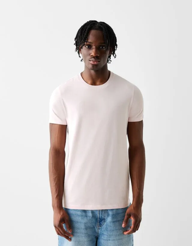 Bershka Maglietta A Maniche Corte Regular Fit Uomo Xl Rosa