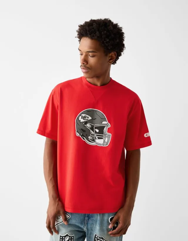 Bershka Maglietta Con Stampa Nfl A Maniche Corte Boxy Fit Uomo L Rosso