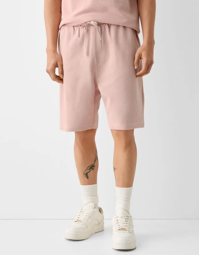 Bershka Bermuda Relax Fit In Felpa Strutturati Uomo S Rosa