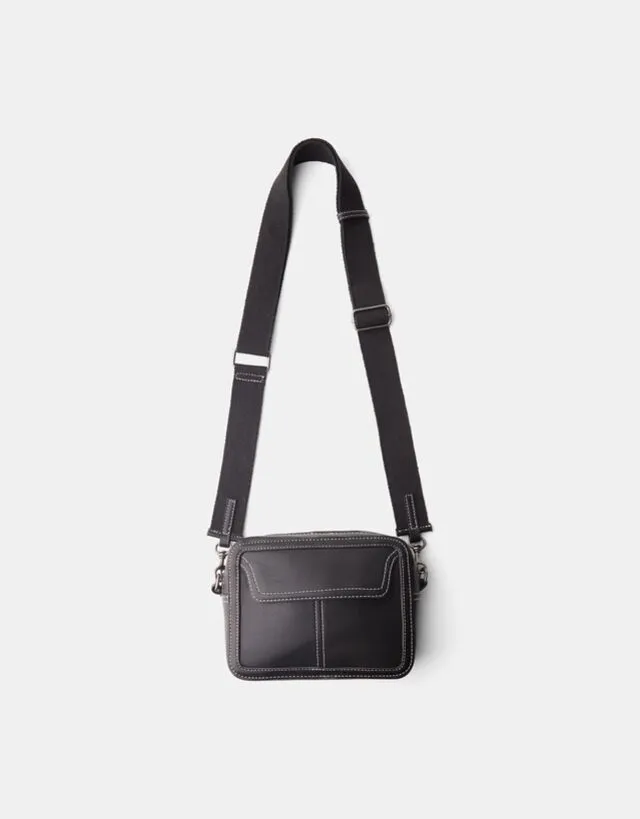 Bershka Borsa Crossbody Cuciture A Contrasto Uomo Nero