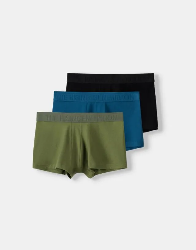 Bershka Set Di 3 Boxer Con Stampa In Vita Uomo L Nero