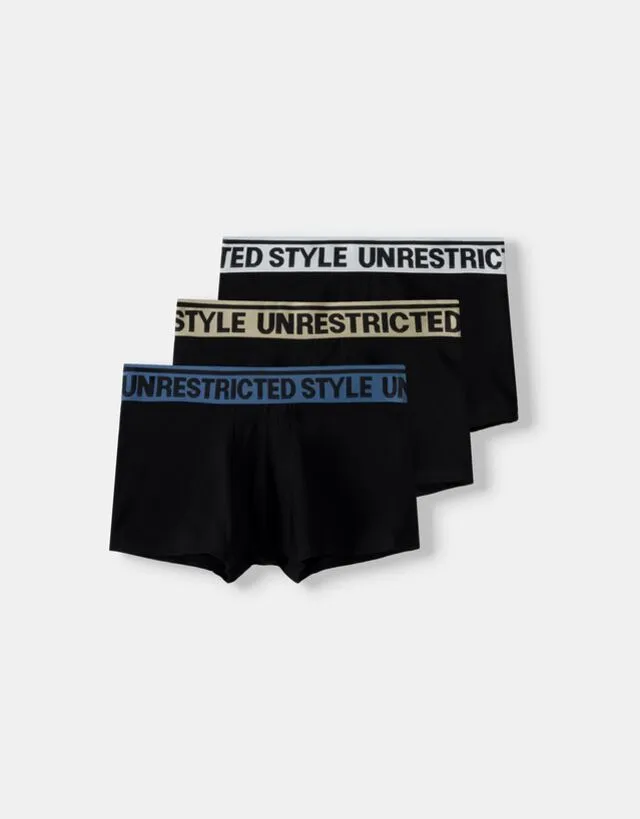 Bershka Set Di 3 Boxer Con Stampa In Vita Uomo M Nero