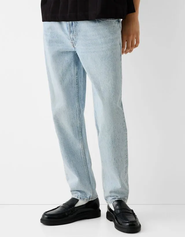 Bershka Jeans Straight Fit Uomo 42 (Eu 36) Azzurro Chiaro