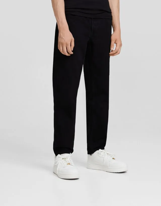 Bershka Jeans Straight Fit Uomo 50 (Eu 44) Nero