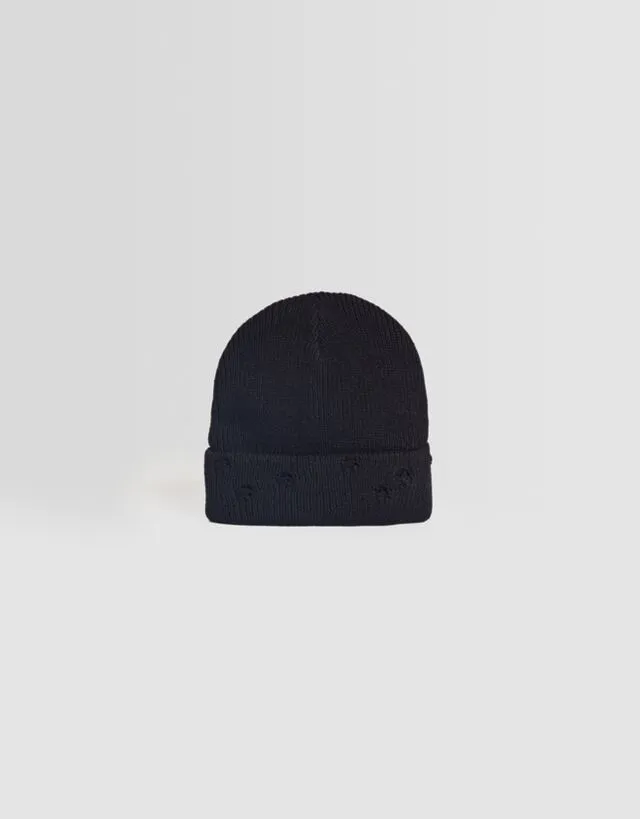 Bershka Berretto Beanie Dettaglio Strappi Uomo Nero