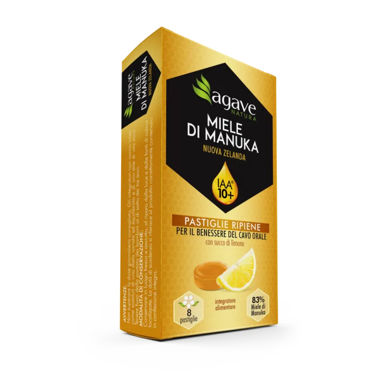 Agave Natura Miele di Manuka IAA 10+ e Limone Integratore per il Benessere del Cavo Orale 8 pastiglie