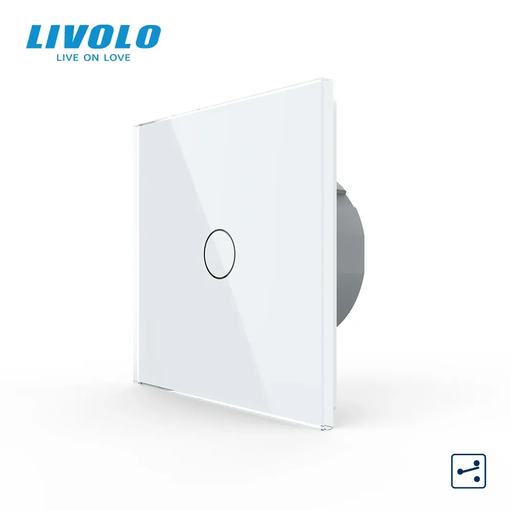 Livolo EU Standard 2 Way Wall Touch Screen Control Switch, Crystal Glass Panel, 220-250V,cross switch,pass through control