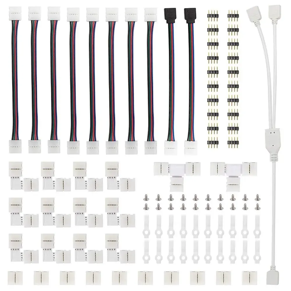 Quality Connector 4 Pin L T Cross Shape PCB Solderless Corner Connector Strip Connector For RGB 5050 Led Strip Light