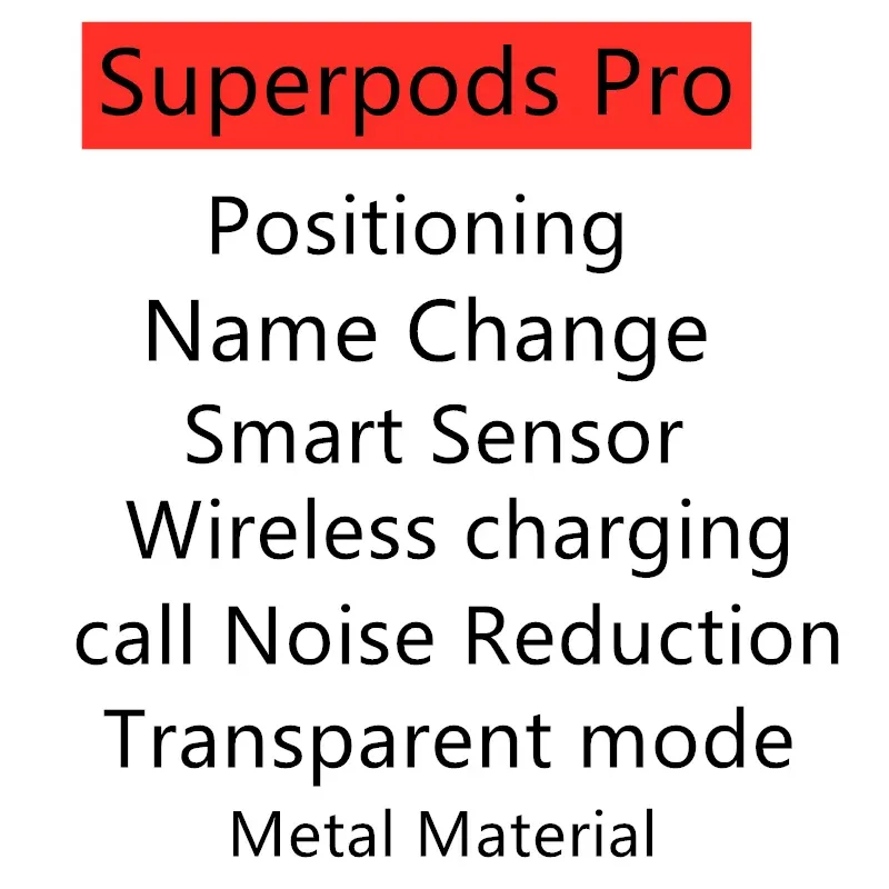 Superpods Pro with Positioning Name Change Smart Sensor Wireless charging call Noise Reduction Transparent mode free delivery