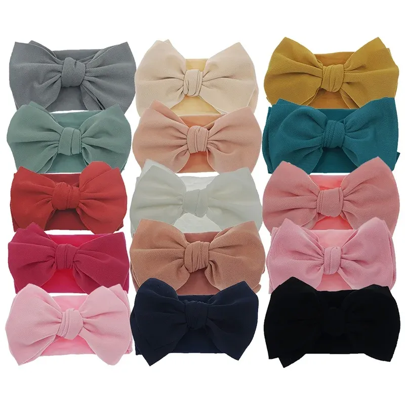 5 Pcs/lot Turban Bows Headband For Baby Girls Headwraps Elastic Toddler Nylon Headwear Baby Hair Accessories Bow Headband