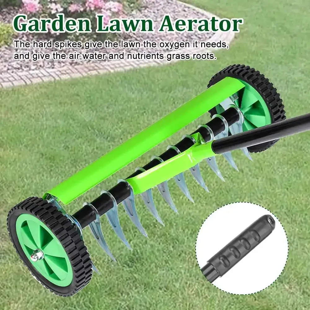 5.7 inch Heavy Duty Rolling Grass Lawn Garden Aerator Roller Yard Grass Cultivator Scarification Push Spike Aerator Rolling Lawn