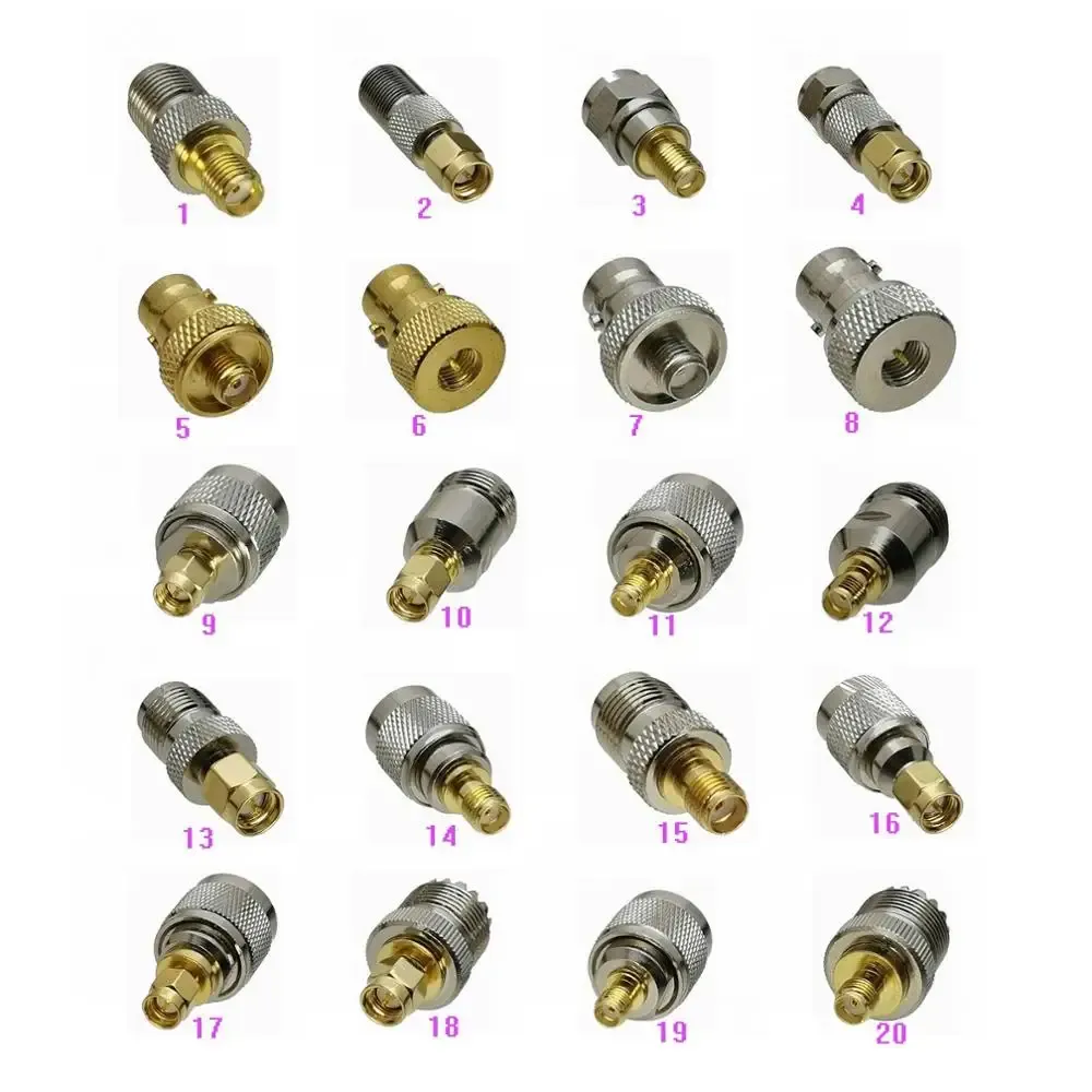 1pce Adapter SMA to F TV / BNC / N / TNC / UHF PL259 SO239 Male plug & Female jack RF Coaxial Connector