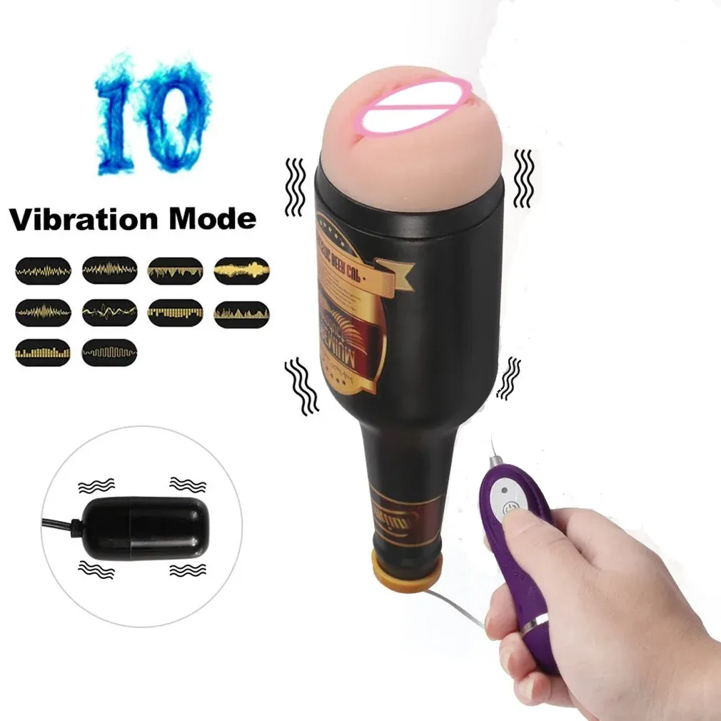 Beer Bottle Masturbation Cup Sex Toy For Men Soft Safe Silicone Male Masturbator Realistic Practical Strong Sucking Vagina Anal