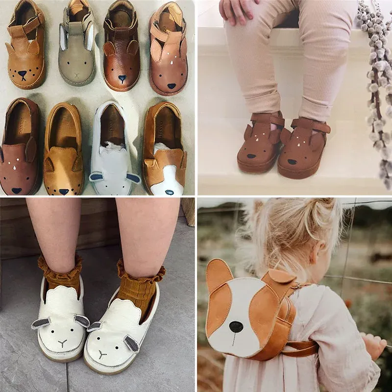 Donsje Real Leather ! Kids Brand Shoes Lovely Animal Toddler Boys Girls Fall Winter Shoes Top Quality Little Girl Leather Shoes