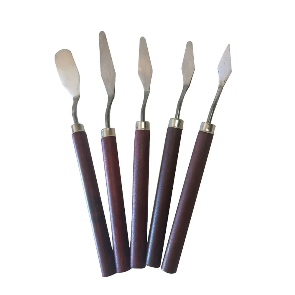 5Pcs Fine Arts Mixing Scraper Palette Stainless Steel Spatula Painting Kit Paint Professional