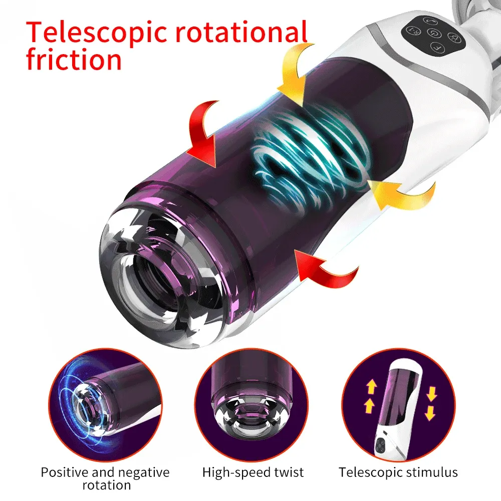 Full Automatic Piston Telescopic Rotation Male Masturbator Cup Adult Sex Toys Real Vagina Sucking Vibrator Handsfree Sex Machine