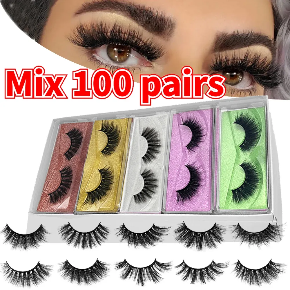 MB Wholesale Mink Lashes 20/30/50/200 Pairs 3D False Eyelashes Box Thick Volume Makeup faux cils Fluffy Fake Eye lashes Reusable