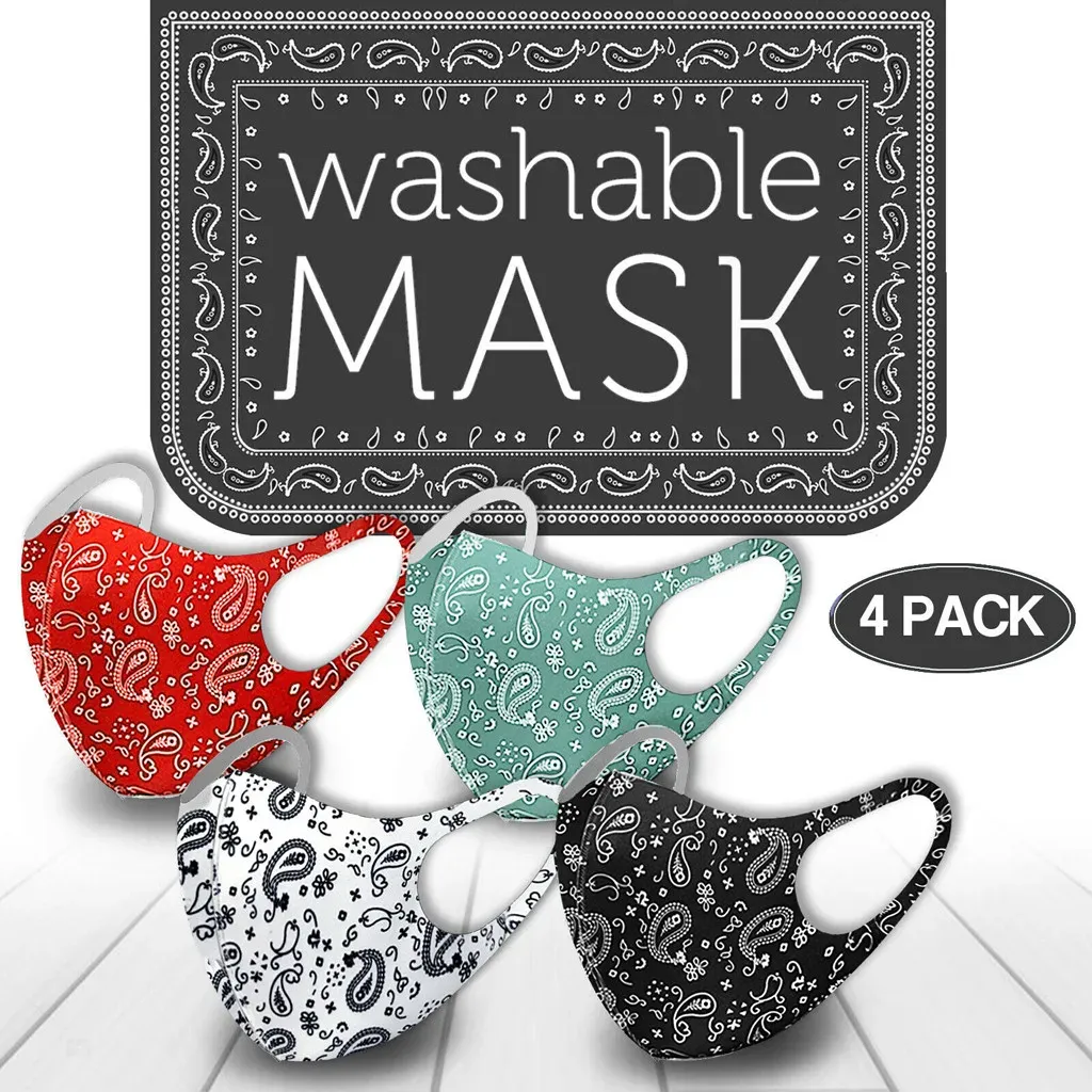 4 Pack Mix Face Mask Paisley Reusable Washable Cover Breathable Face Mask Mouth Caps Washable Breathable Cloth Mask Reusable