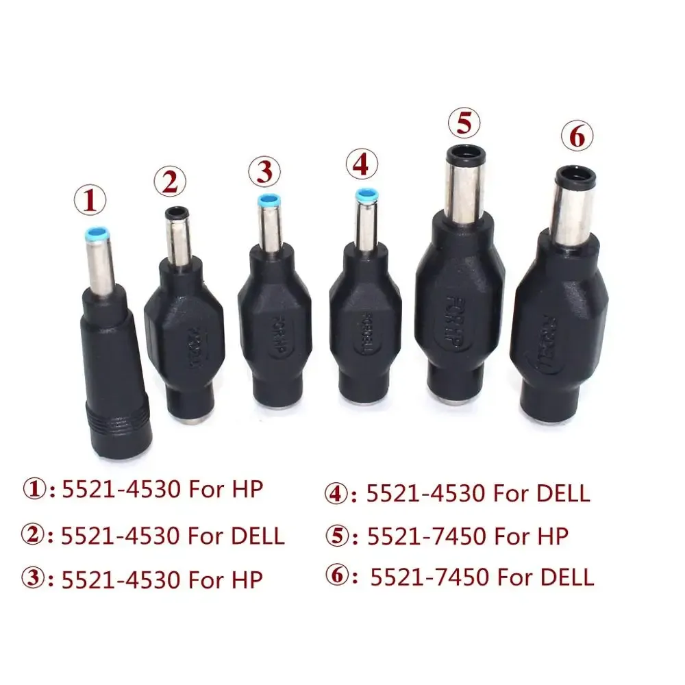 4.5 x 3.0 mm 7.4 x 5.0 mm DC Male to 5.5 x 2.1mm DC Female Power Plug Adapter Connector with chip for DELL for HP