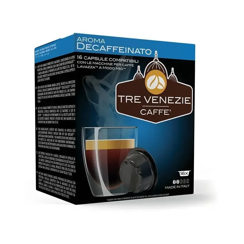 DECAFFEINATO, 16 capsules Tre Venezie compatibes Lavazza to mode mio