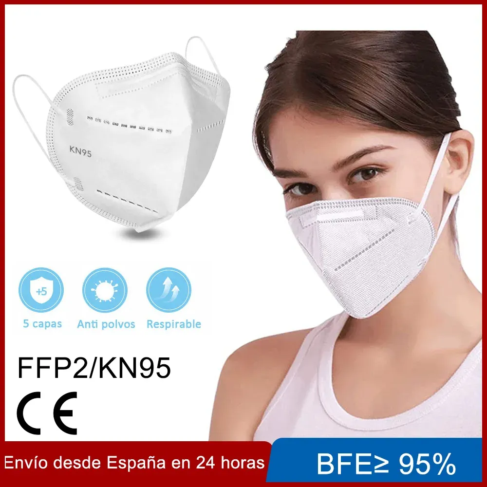 20u/60u/100u/PCs Masks FFP2 KN95 adult bag single 5 layers anti splash free from Spain> mask666