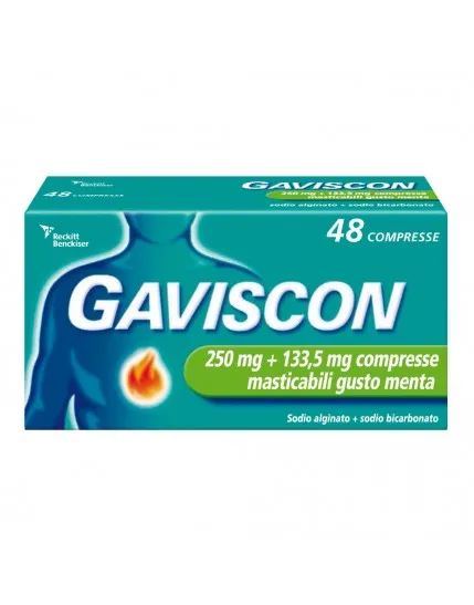 Gaviscon 48 Compresse Menta 250 Mg + 133,5 Mg