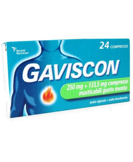 Gaviscon 24 Compresse Masticabili Menta 250+133,5MG