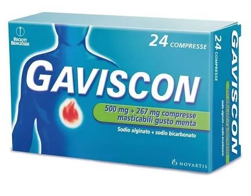 Gaviscon 24 Compresse Menta 500+267 Mg