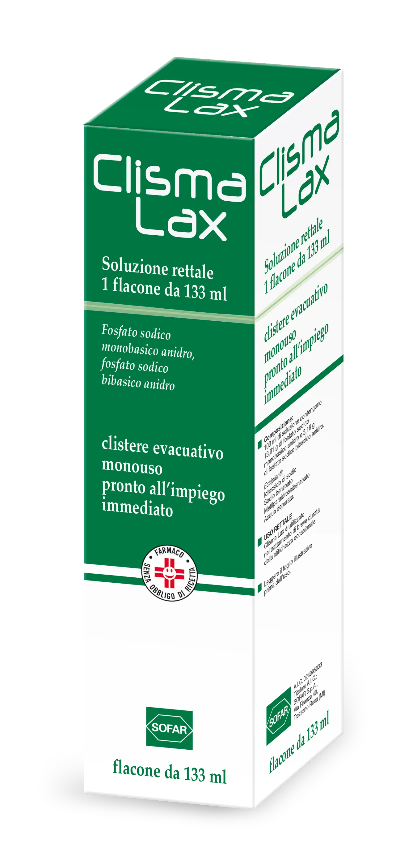 Sofar Clisma Lax Trattamento Breve Durata Stitichezza Occasionale Flacone 133ml