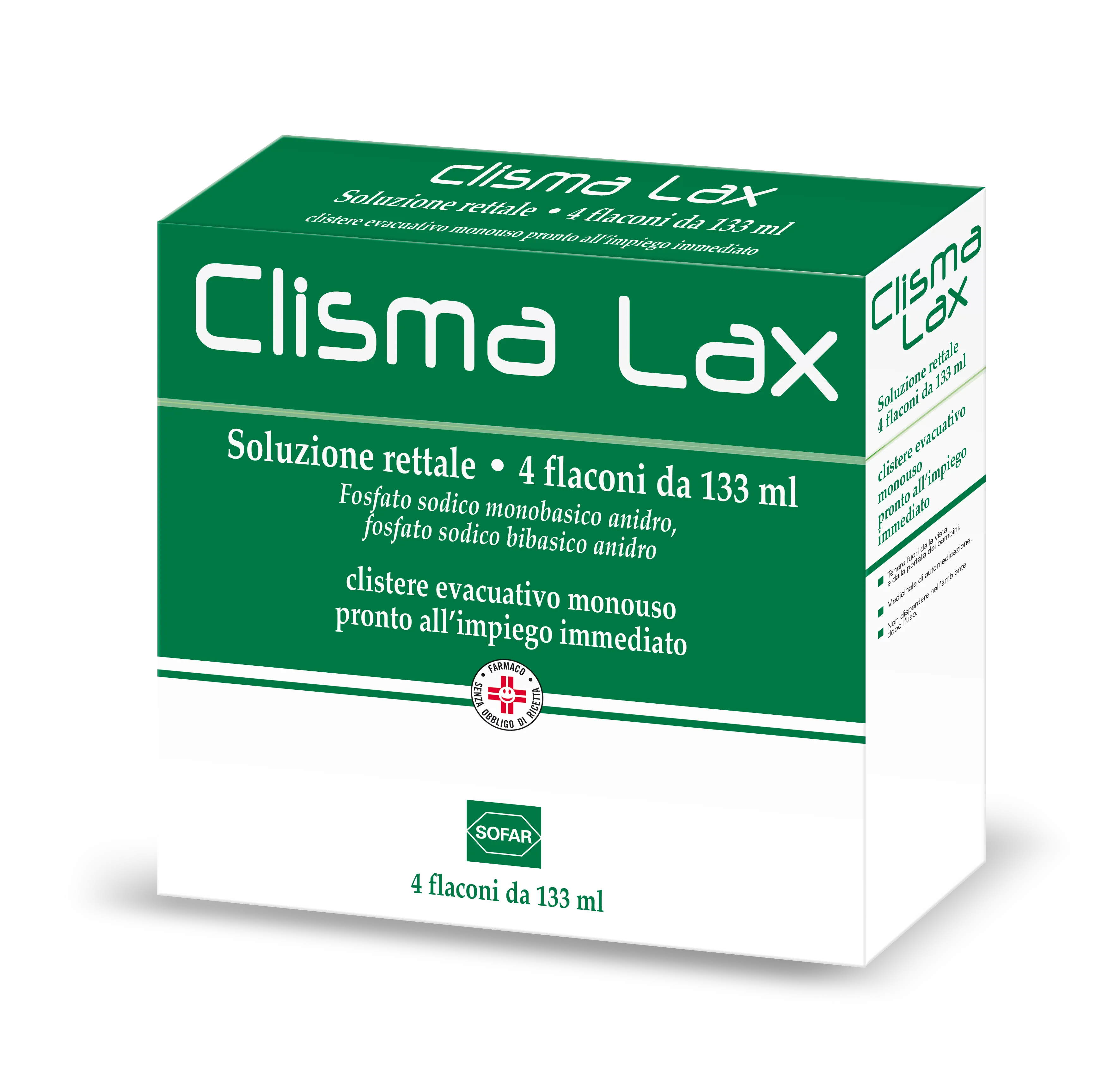 Sofar Clisma Lax Trattamento Breve Durata Stitichezza Occasionale 4 Flaconi Da 133ml