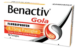 Benactiv Gola Trattamento Sintomatico Dolori Cavo Orofaringeo Gusto Arancia Senza Zucchero 16 Pastaglie