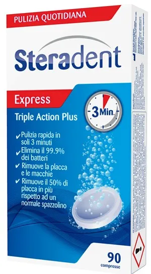 STERADENT TRIPLE ACTION PLUS 90 COMPRESSE PULENTI