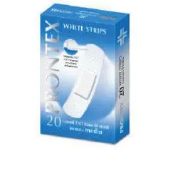 Cerotto Prontex White Strips In Tessuto Non Tessuto Bianco Sterile Scatola 20 Cerotti Medi