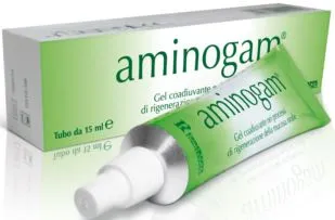 GEL COADIUVANTE PER LA RIPARAZIONE DEI TESSUTI OROGENGIVALI CHE AGEVOLA UNA PIU' RAPIDA RIGENERAZIONE DEI TESSUTI E NE FAVORISCE LA RIEPITELIZZAZIONE AMINOGAM CONFEZIONE DA 15ML