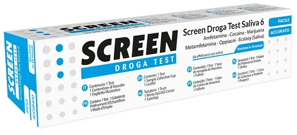 DROGA TEST CHE RILEVA 6 DROGHE TRAMITE SALIVA RISULTATO PER OGNI DROGA ANALIZZATA SCREEN DROGA TEST SALIVA 6