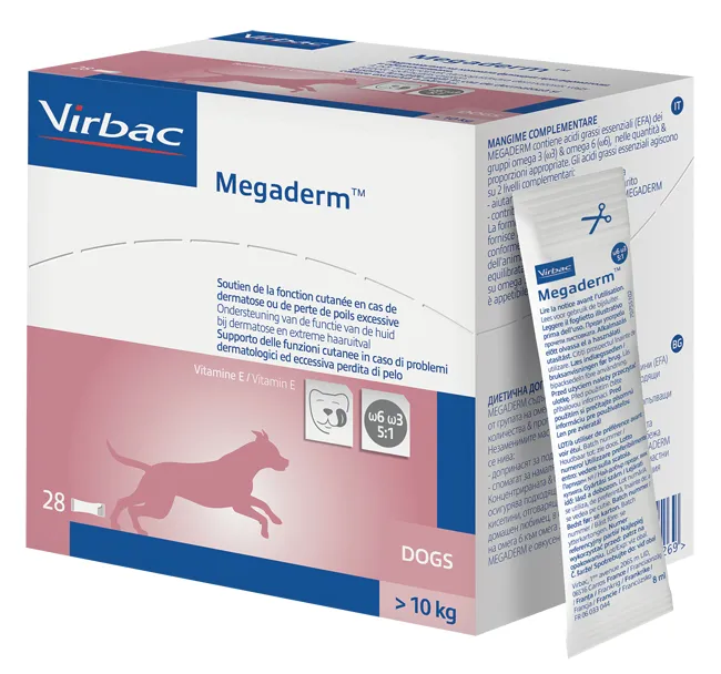 Megaderm Supplemento Cani Superiori A 10 Kg Scatola Da 28 Sacchetti Monodose 4 Ml