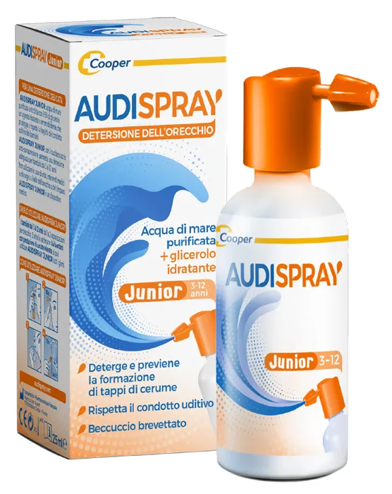 Audispray Junior Soluzione Di Acqua Di Mare Ipertonica Spray Senza Gas Igiene Orecchio 25ml