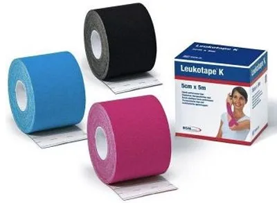 BENDA ADESIVA LEUKOTAPE K PER TAPING FISIOTERAPICO LARGHEZZA 5 CM LUNGHEZZA 5 M COLORE NERO IN ROTOLO