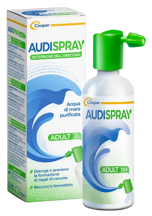 Audispray Adult Soluzione Di Acqua Di Mare Ipertonica Spray Senza Gas Detersione Orecchio 50ml