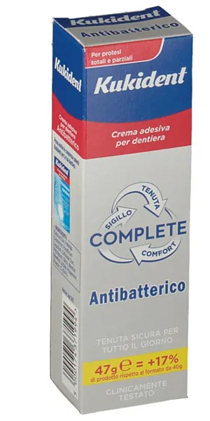 Kukident Complete Crema Adesiva Per Protesi Dentarie Con Antibatterico 47 G