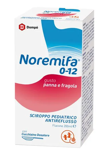 Sciroppo Pediatrico Antireflusso Noremifa 0-12 Flacone 200 Ml Gusto Panna E Fragola