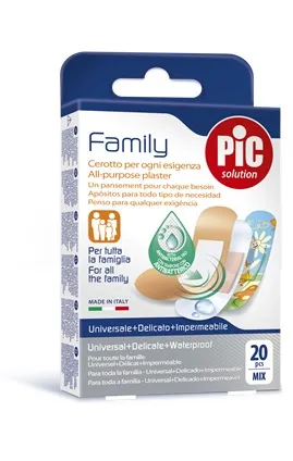 Cerotto Pic Strip Family 20 Pezzi Antibatterico Con Tampone