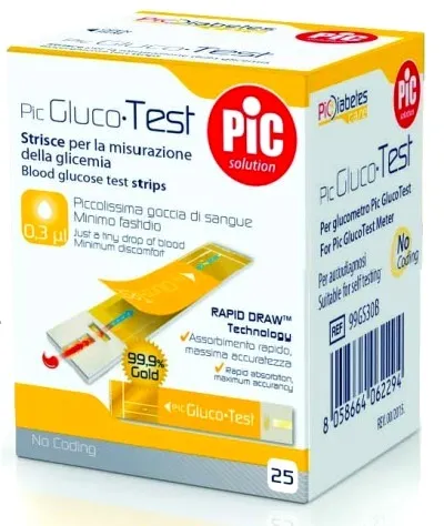 Strisce Misurazione Glicemia Pic Glucotest 25 Pezzi