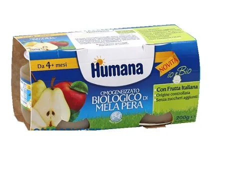 Humana Omogeneizzato Mela/pera Bio 2 Vasetti 100 G