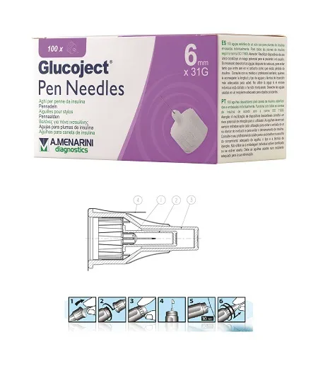 Ago Per Penna Da Insulina Glucoject Lunghezza 6 Mm Gauge 31 100 Pezzi