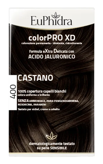 EUPHIDRA COLORPRO XD 400 CASTANO GEL COLORANTE CAPELLI IN FLACONE + ATTIVANTE + BALSAMO + GUANTI