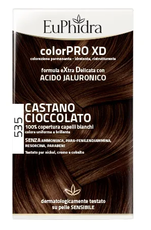 Euphidra Colorpro Xd 535 Castano Cioccolato Gel Colorante Capelli In Flacone + Attivante + Balsamo + Guanti